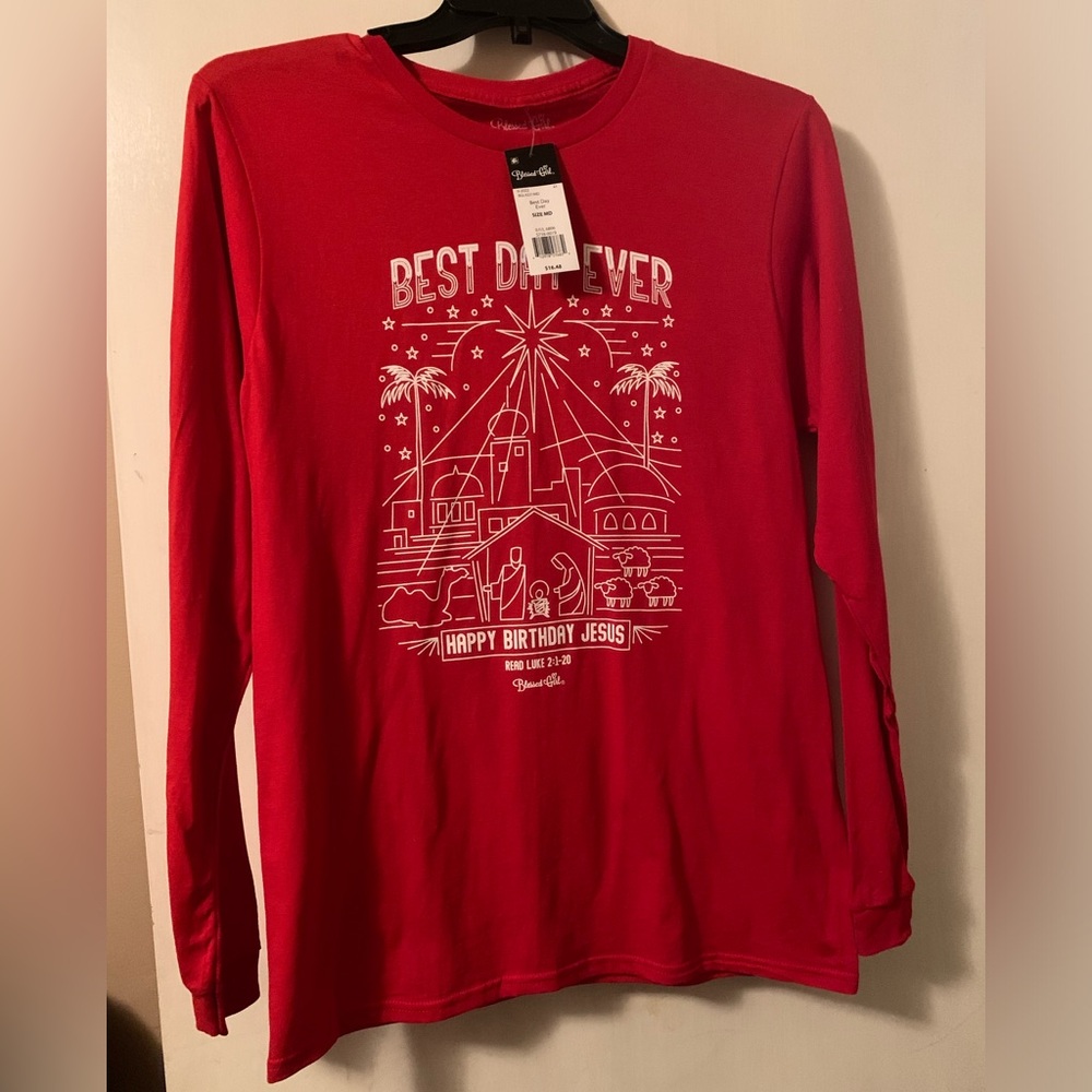 Blessed Girl Happy Birthday Jesus Long Sleeve Shirt Medium